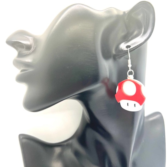 Mushroom Earrings - Mario Earrings - Retro Earrings - Y2K Earrings - Hippie Earr - Picture 7 of 8